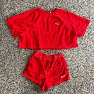 Zara red terry shorts set, NWOT